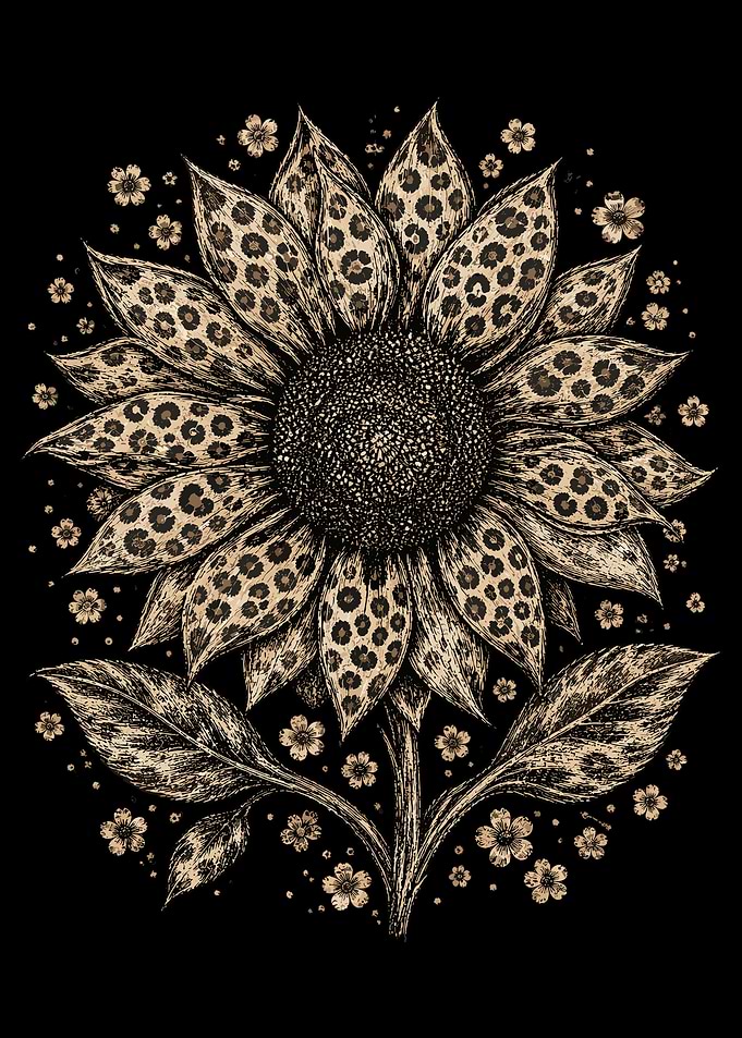 Leopard Print Sunflower Illustration