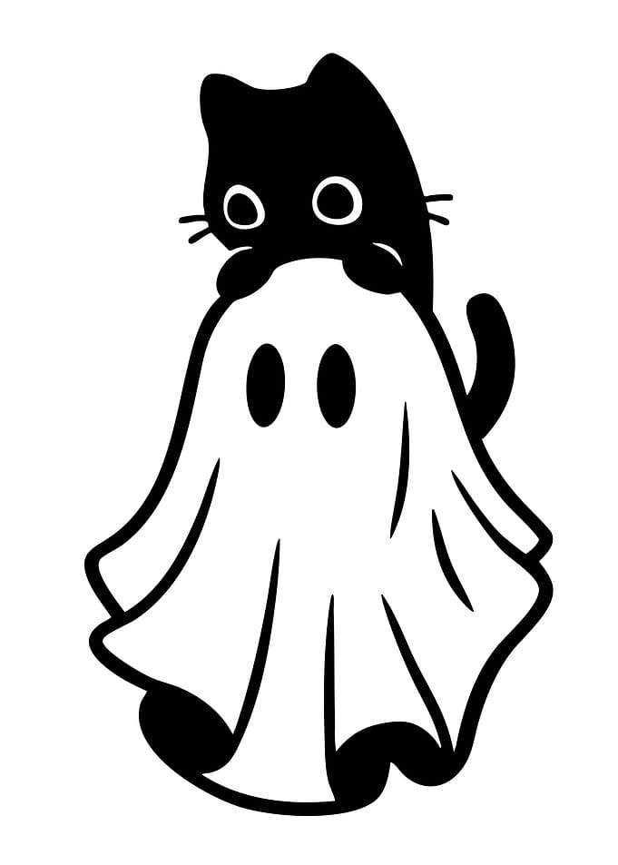 Cute Cat Dressed as a Ghost