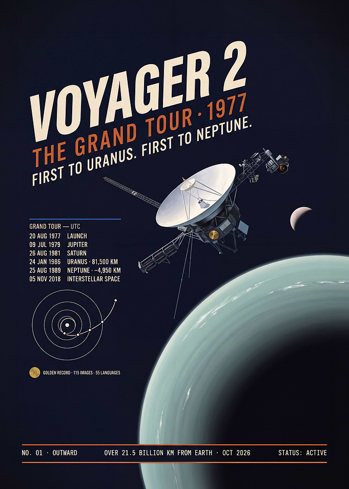 Voyager 2 Grand Tour Space Poster
