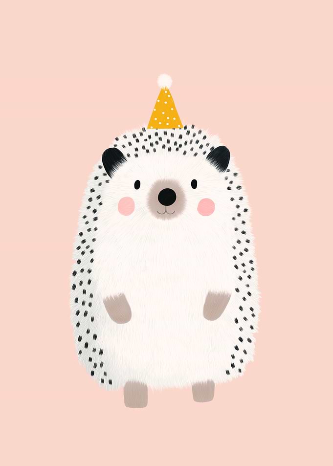 Party Hedgehog - Cute Nursery Art