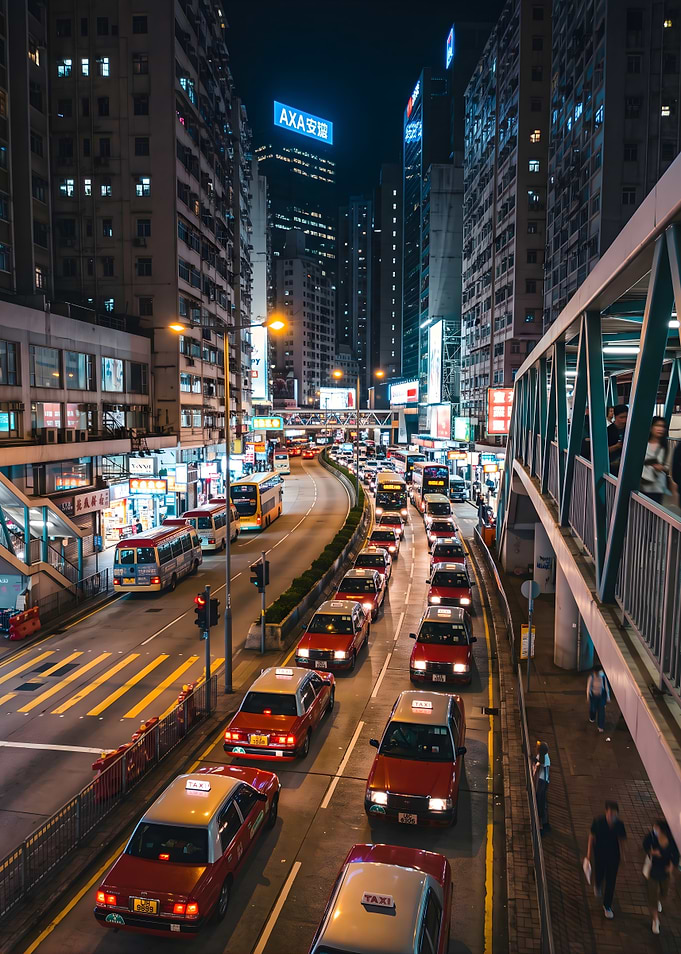 Night Traffic in Hong Kong