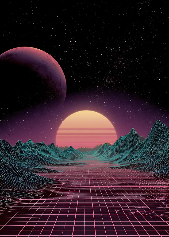 Retro Synthwave Digital Landscape