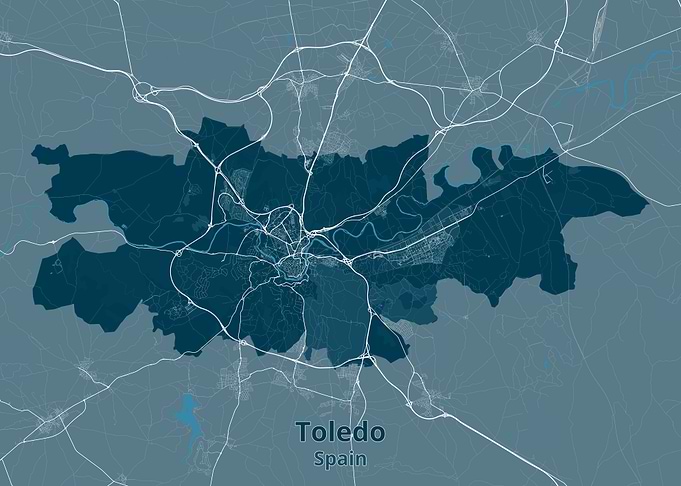 Minimalist Map of Toledo, Spain