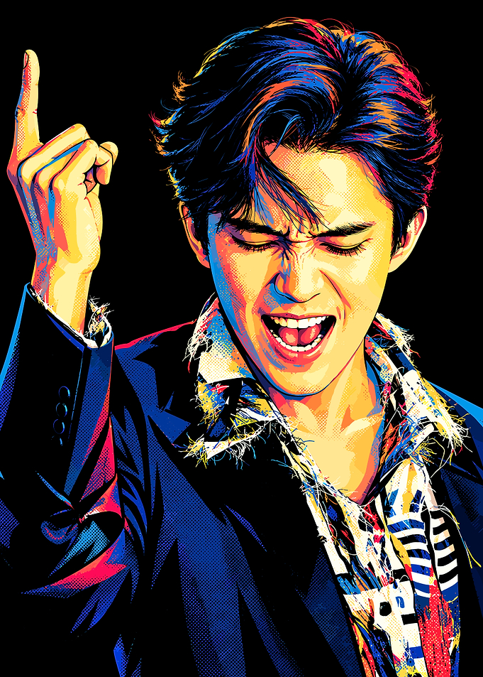 Pop Art Portrait of Singing Man