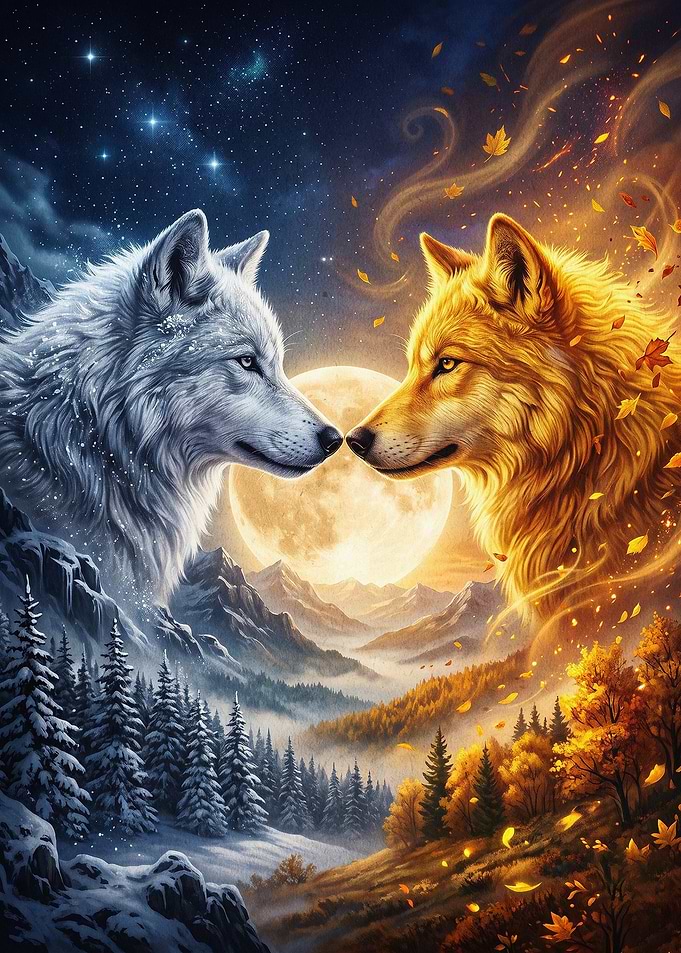 Wolf Dualism Fantasy Poster