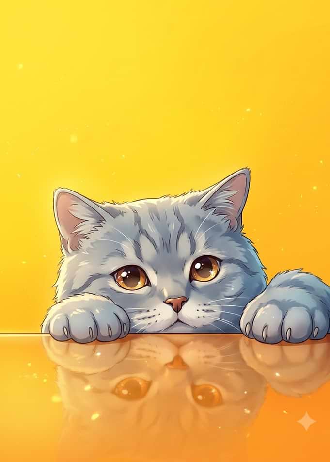 Cute Grey Kitten Peeking Over Edge