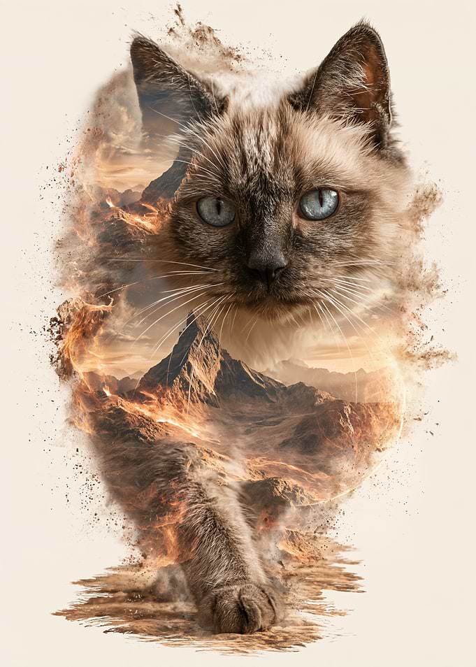 Double Exposure Cat Mountain Landscape