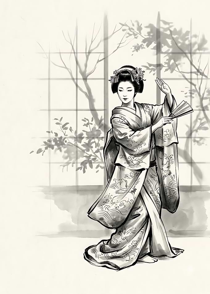 Elegant Geisha in Traditional Kimono