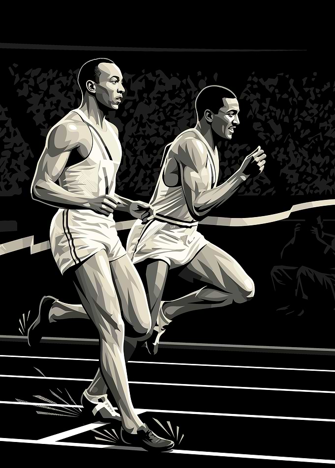 Vintage Track and Field Sprint Illustration