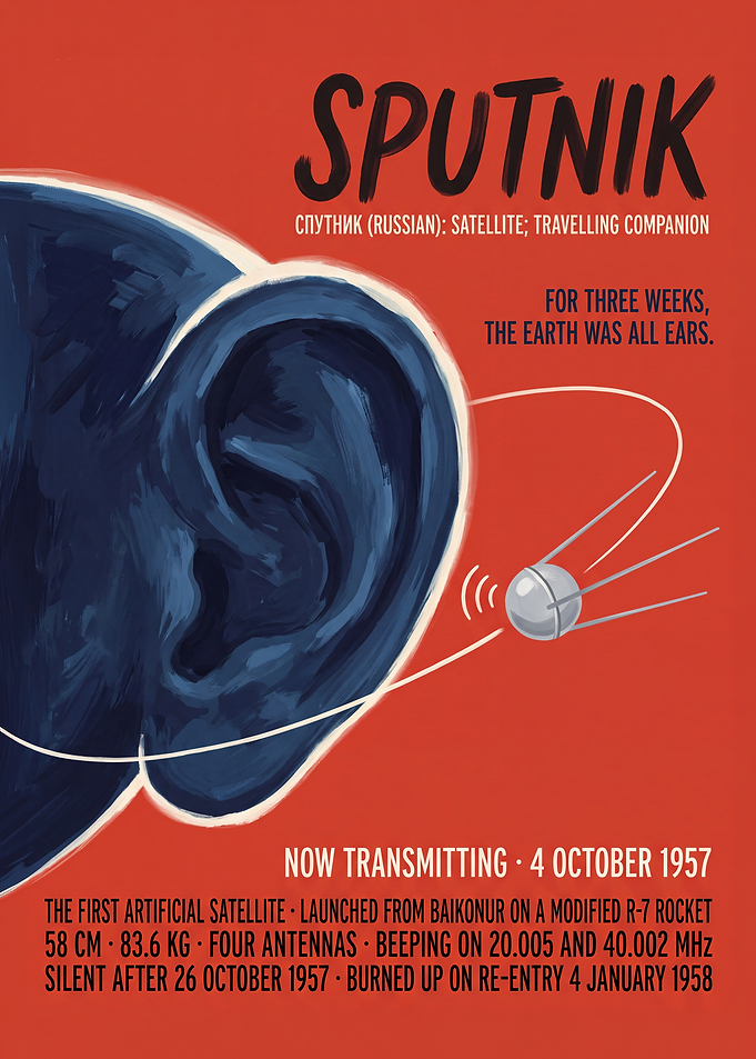 Sputnik Satellite Retro Informational Poster