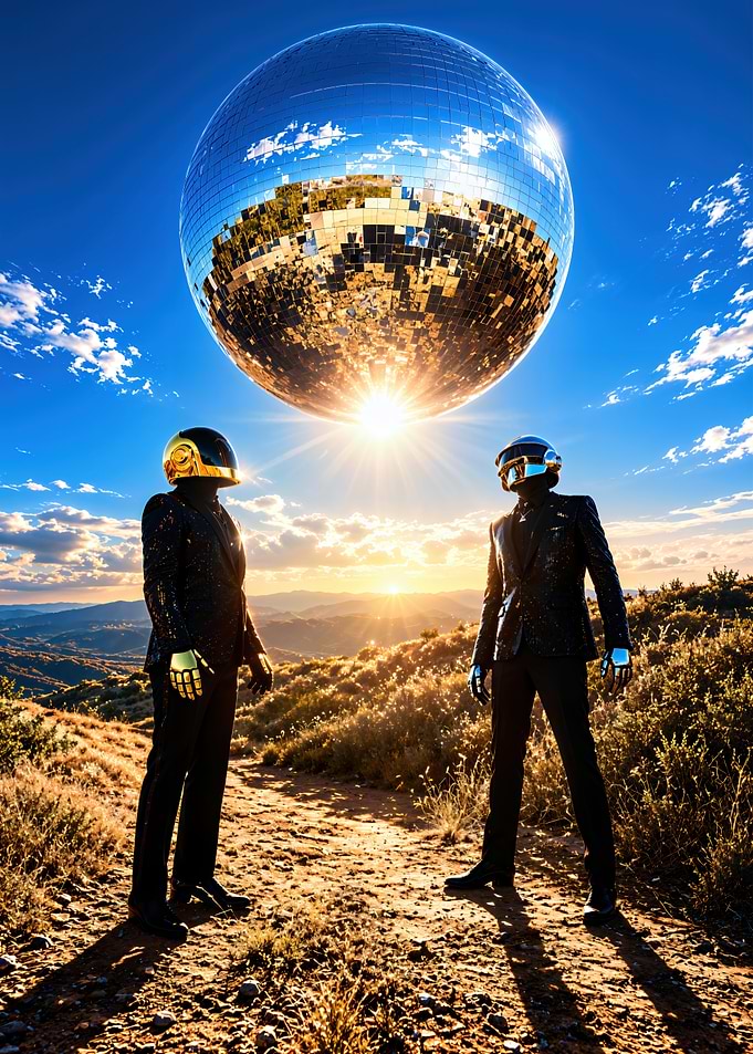 Daft Punk Disco Ball Sunset