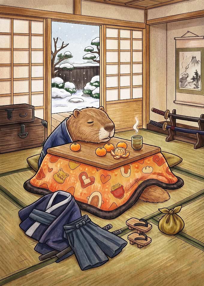 Capybara Kotatsu Japan Cute Art