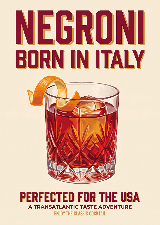 Vintage Negroni Cocktail Poster - Retro Italian Bar Wall Art & Home Decor