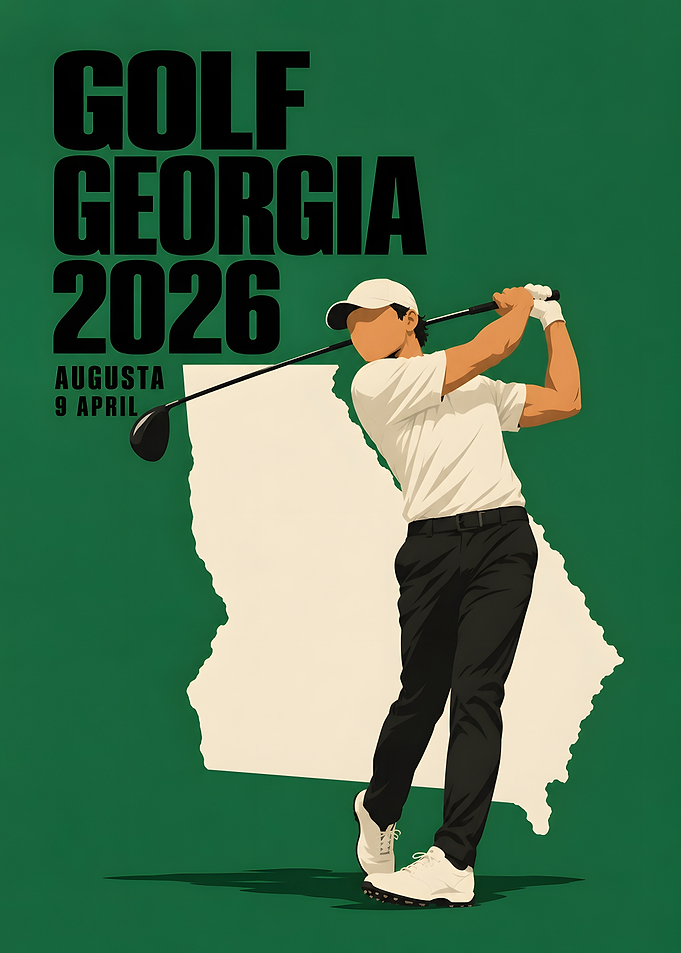 Georgia Golf Swing Green Retro Poster