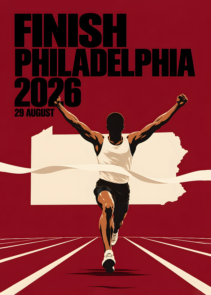 Philadelphia Finish Line Runner Track Poster