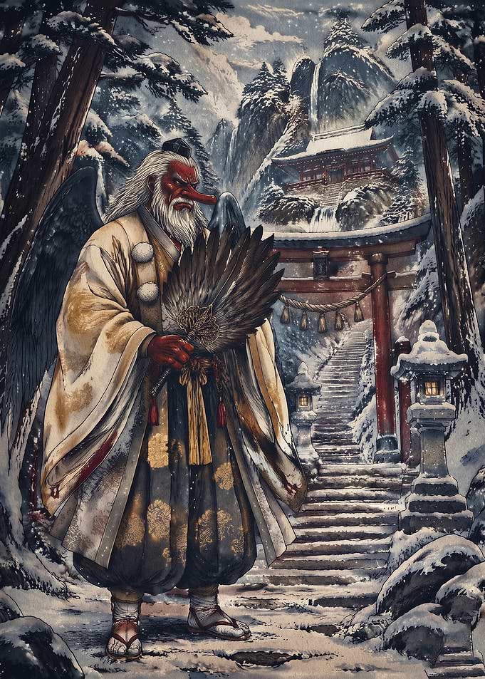 Tengu Demon Winter Japanese Art
