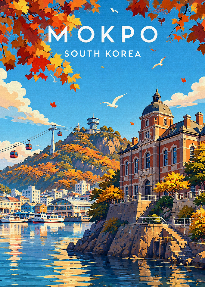 Mokpo South Korea Travel Poster