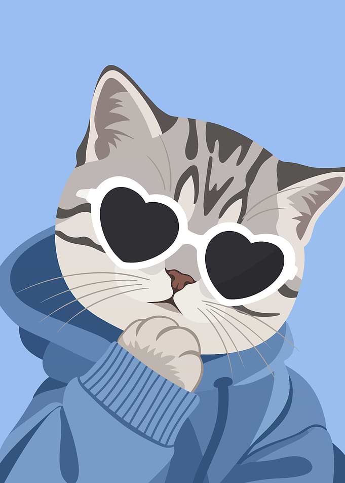 Cool Cat in Blue Hoodie