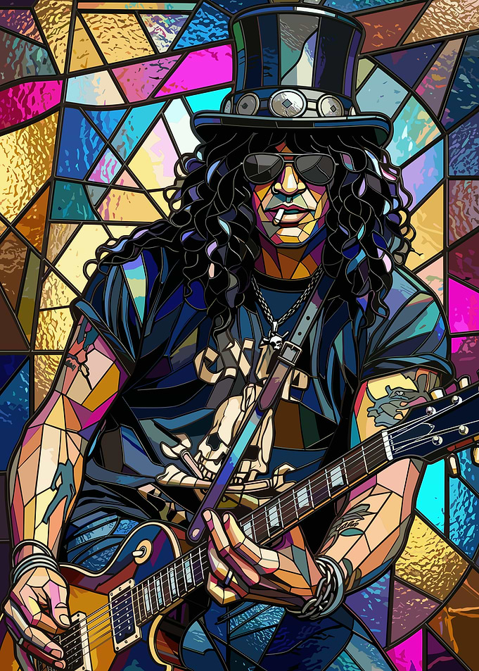 Stained Glass Portrait of Slash