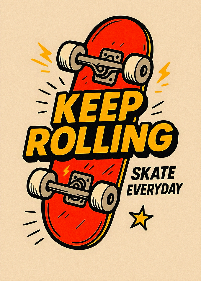 Keep Rolling Skate Everyday Poster