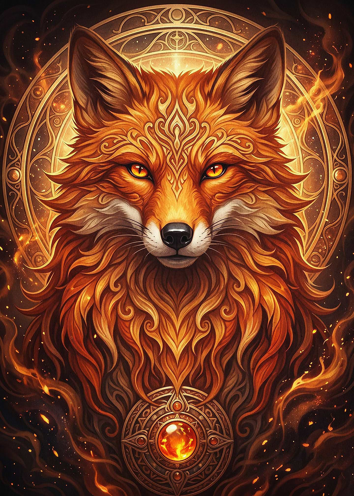 Fox Fire Magic Celestial Art