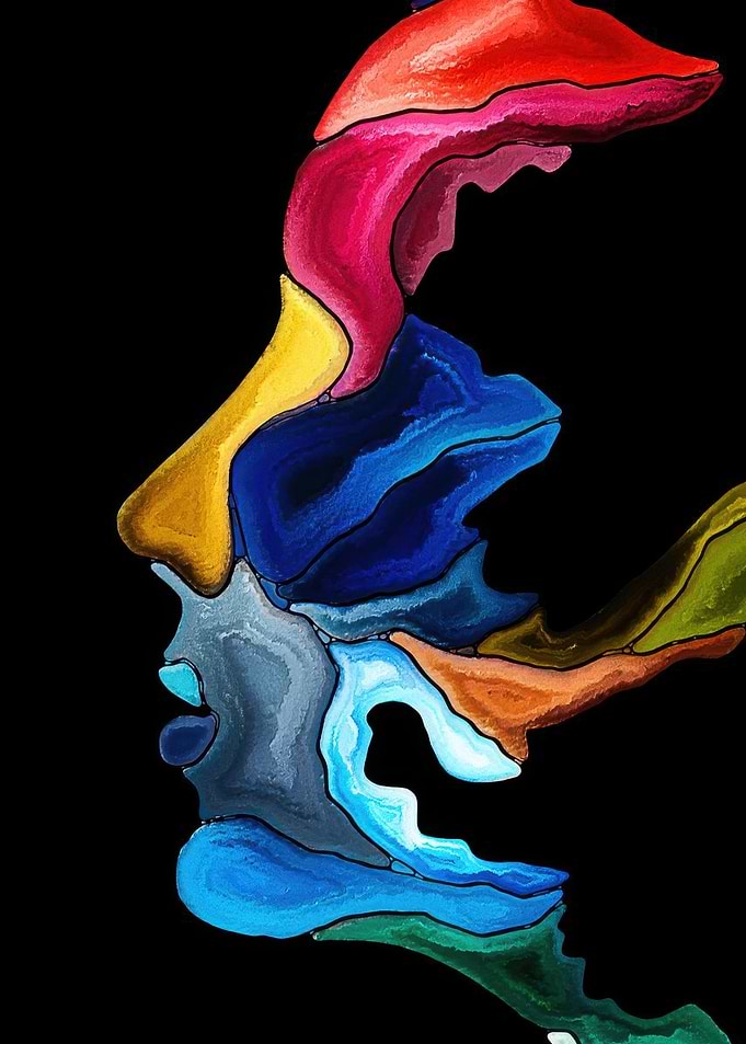 Abstract Colorful Human Profile Silhouette
