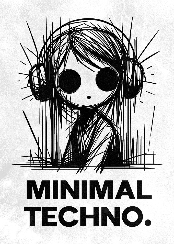Minimal Techno Music Character Illustration