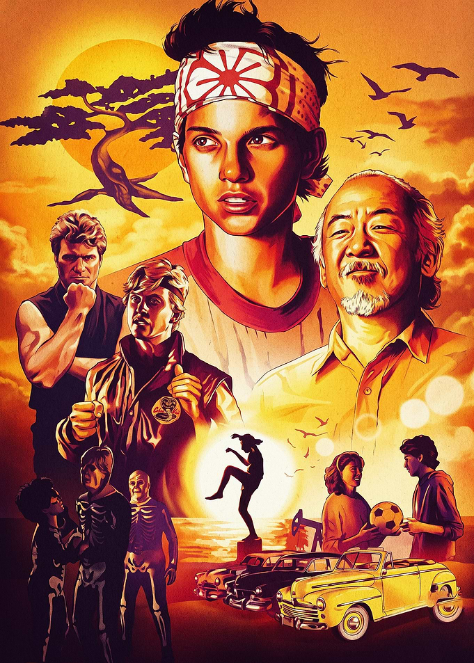 Karate Sunset Retro Poster