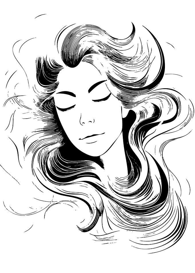 Black and White Line Art Portrait