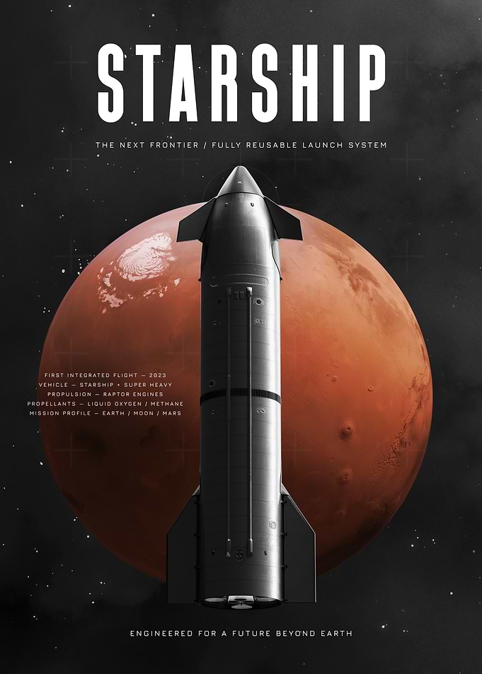 SpaceX Starship Mars Mission Poster