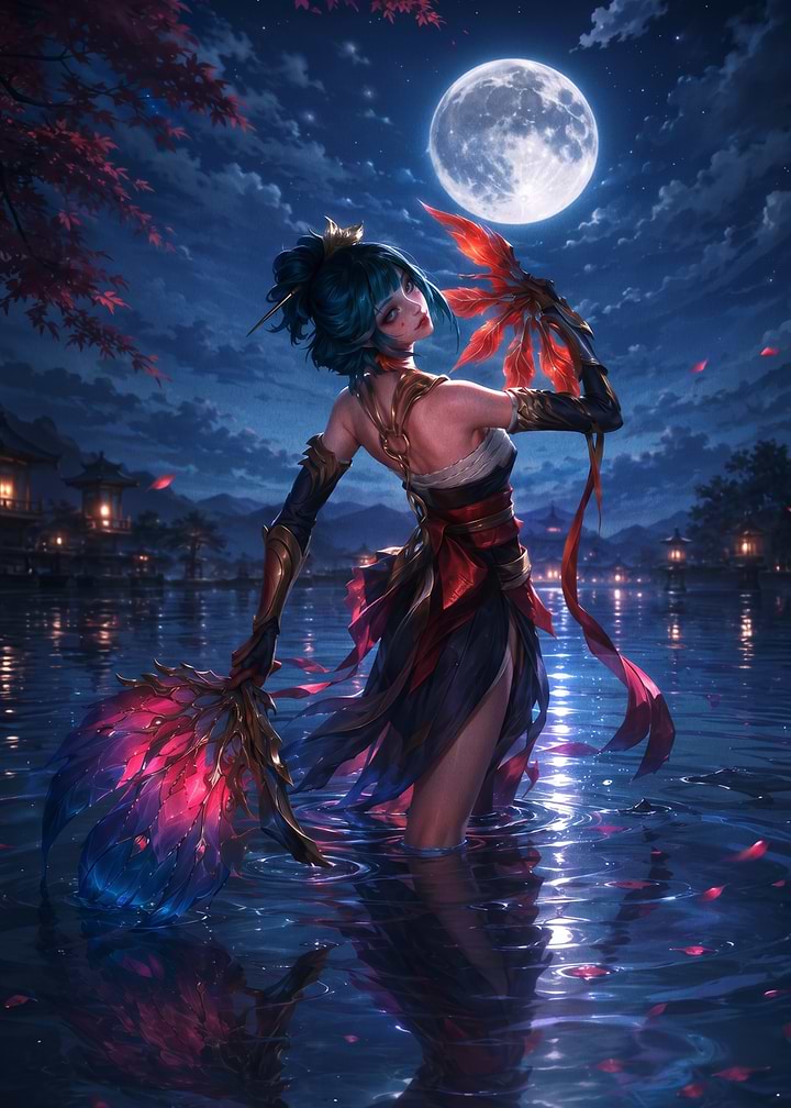 Moonlit Dancer in Traditional Attire