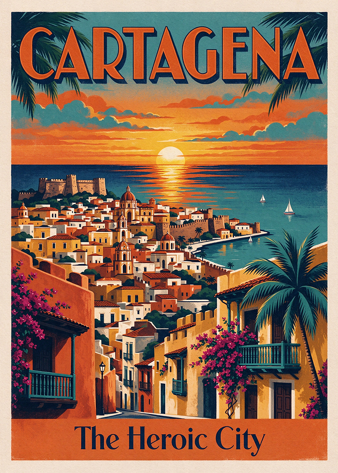 Cartagena The Heroic City Travel Poster
