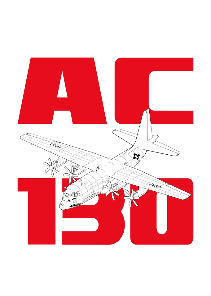 AC-130 Gunship – CAD Line Art Poster