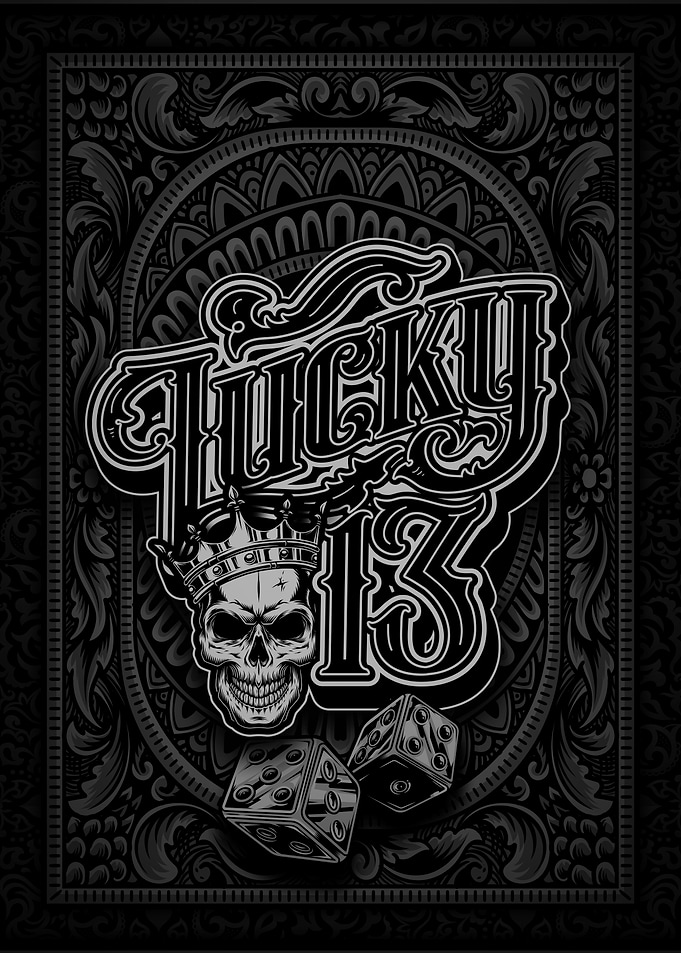 Lucky 13 Skull and Dice Design