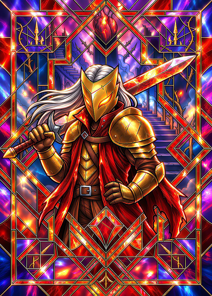 Stained Glass Ironclad Warrior Art