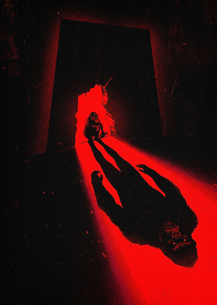 Gorilla Silhouette Red Dark Art