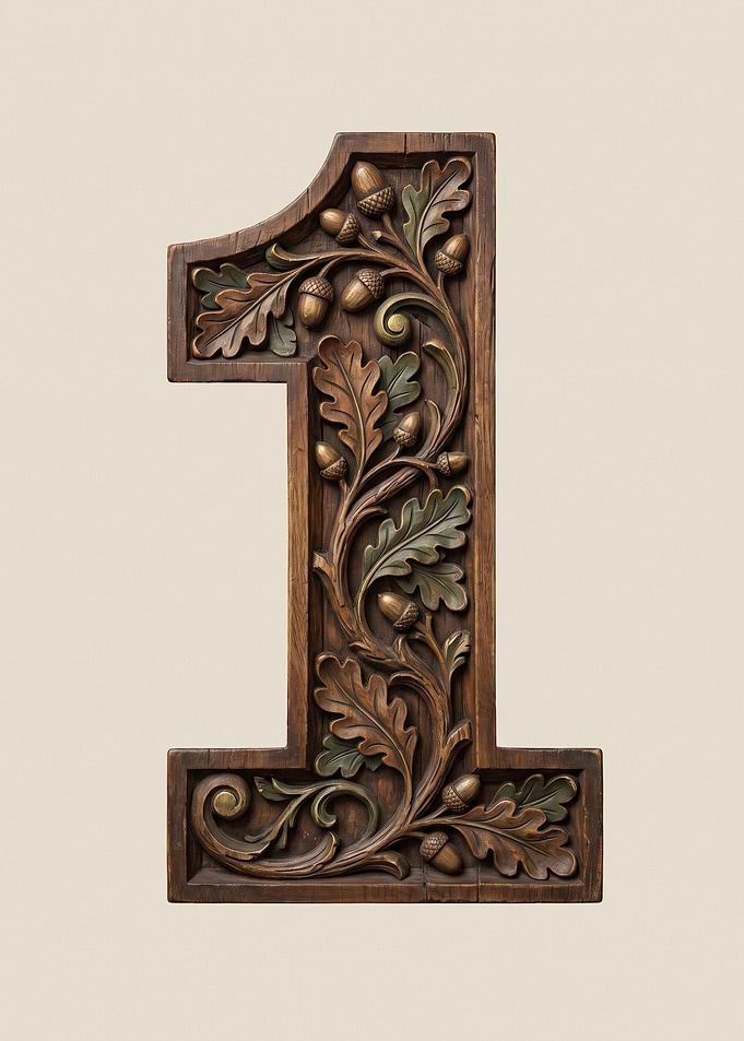 Carved Wooden Number One