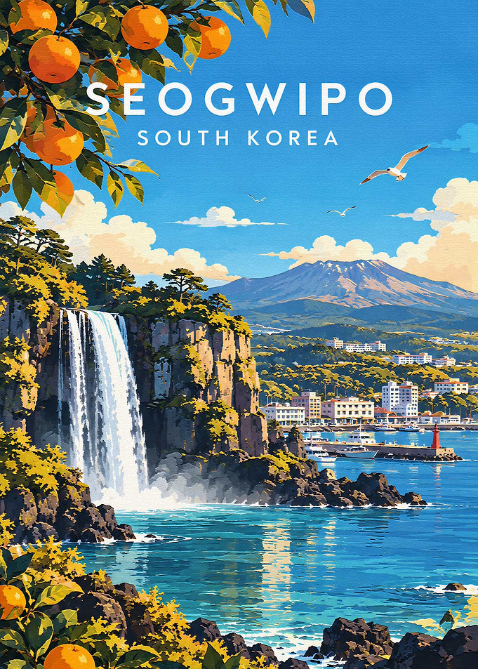 Seogwipo South Korea Travel Poster