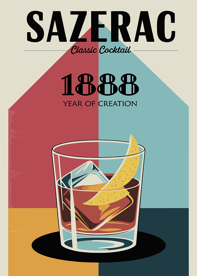 Vintage Sazerac Cocktail Poster