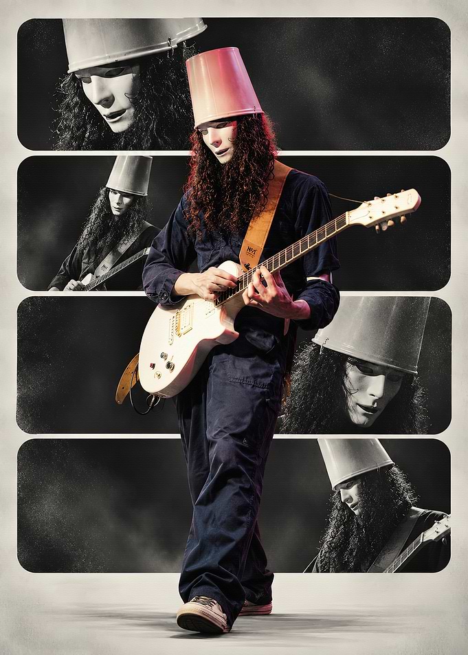 Buckethead Guitarist Collage Poster