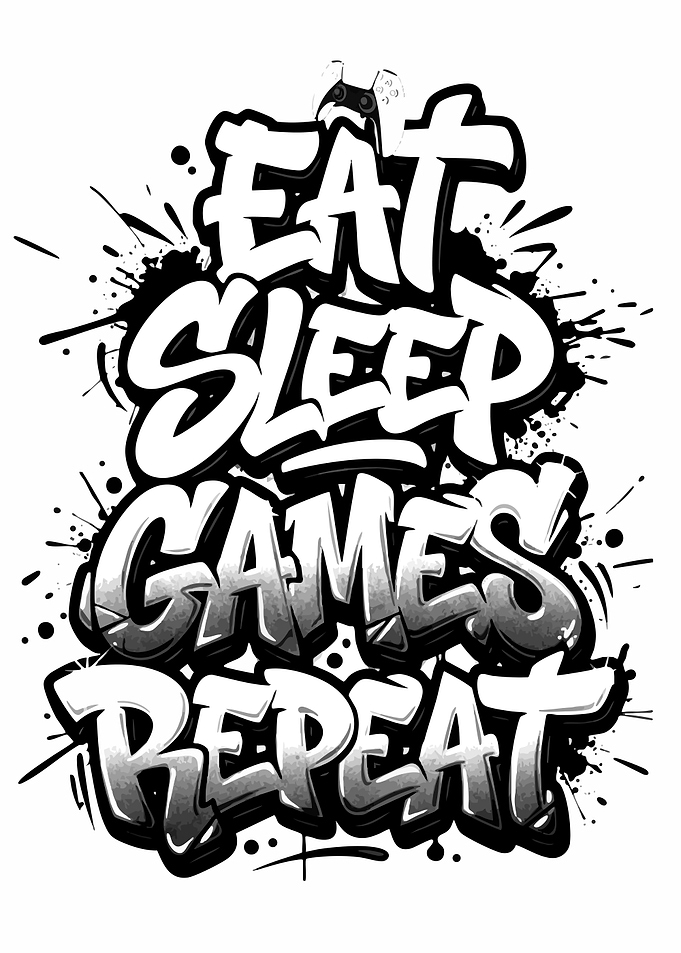 Eat Sleep Games Repeat Graffiti Art