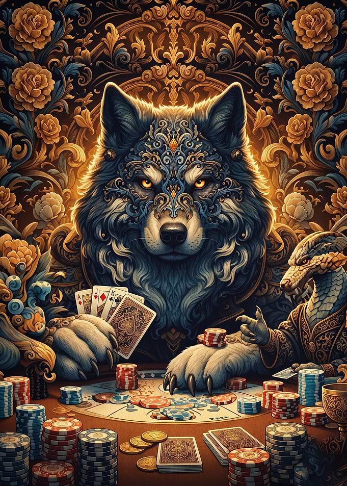 Wolf Poker Barque Fantasy Art