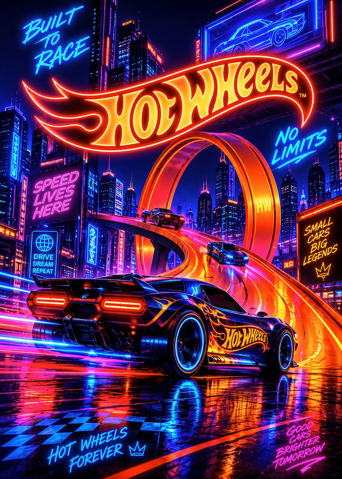 Hot Wheels Neon City Racing Poster