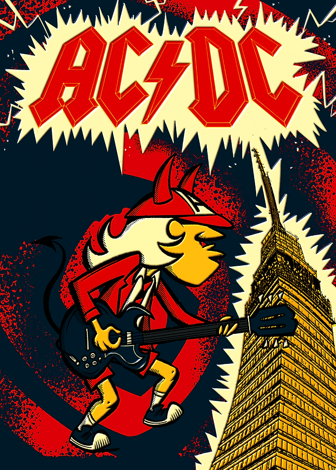 AC/DC Angus Young Cartoon Poster