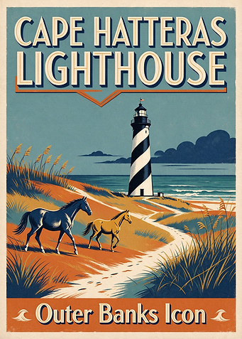 Cape Hatteras Lighthouse Vintage Poster