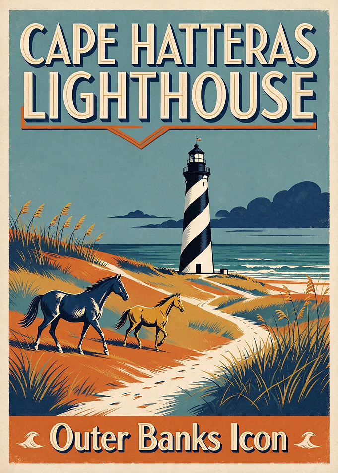 Cape Hatteras Lighthouse Vintage Poster