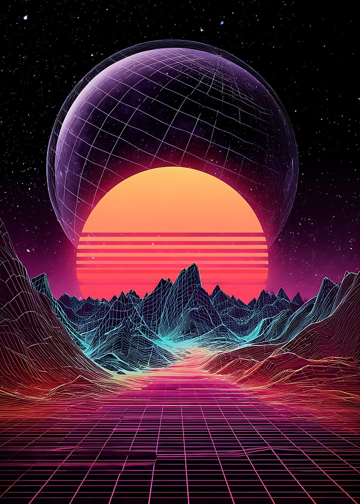 Retro Synthwave Digital Landscape