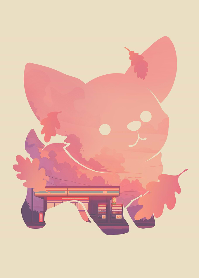 Corgi Dog Sunset Japanese Aesthetic
