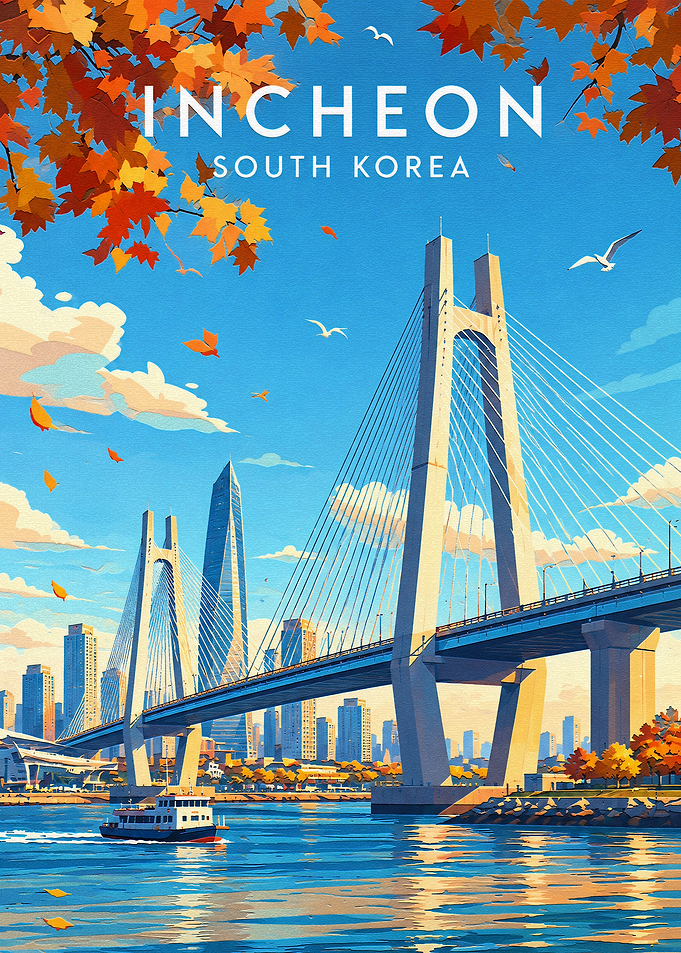 Incheon South Korea Travel Poster