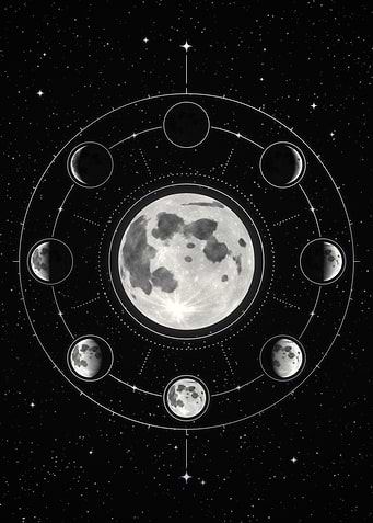 Moon Phase Circle Lunar Cycle Celestial Art